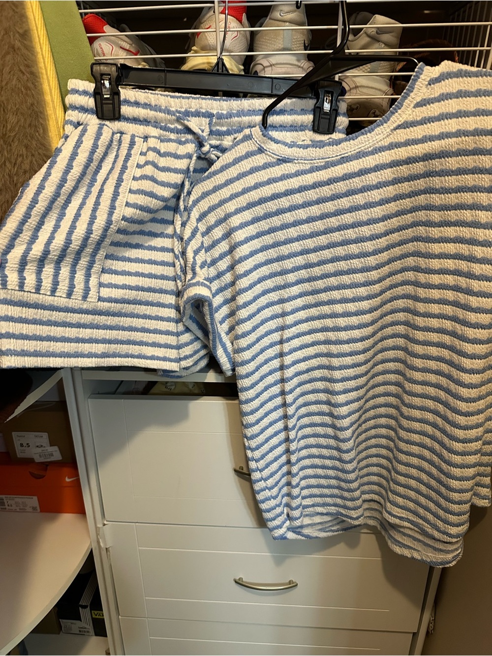 Cozy Blue & White Striped Women's Lounge Set
